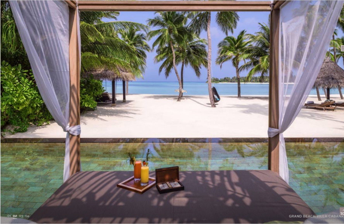 房型内部设施图片参考，如无边泳池与电视及音响， 双卧豪华沙滩别墅-Grand Beach Villa Two Bedroom maldievs(唯一岛|唯逸岛|OO岛 One Only Reethi Rah) 